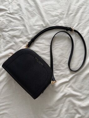 Marc Jacobs Black Leather Dome Crossbody with Gold Hardware